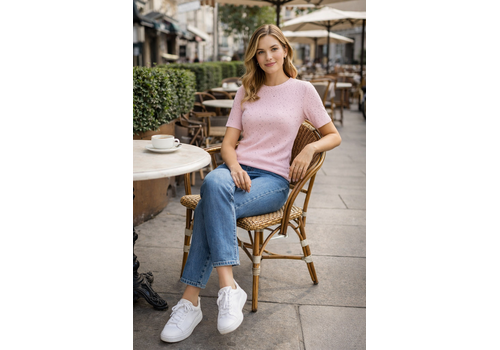 EsQualo S/S Esqualo 02034 Pink s/slve Top w/Diamantè