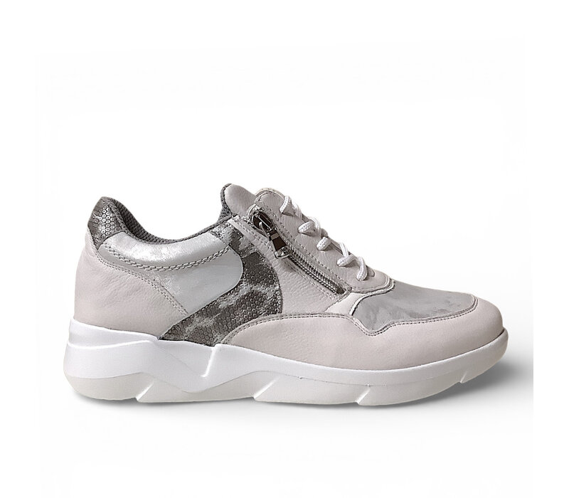 Waldlaufer 668001 Wht/Svlr Wide Fit Sneakers