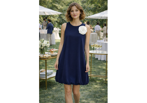 Fly Girl Italy Fly Girl 91462 Navy Bubble Hem Dress