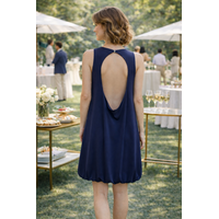 Fly Girl 91462 Navy Bubble Hem Dress