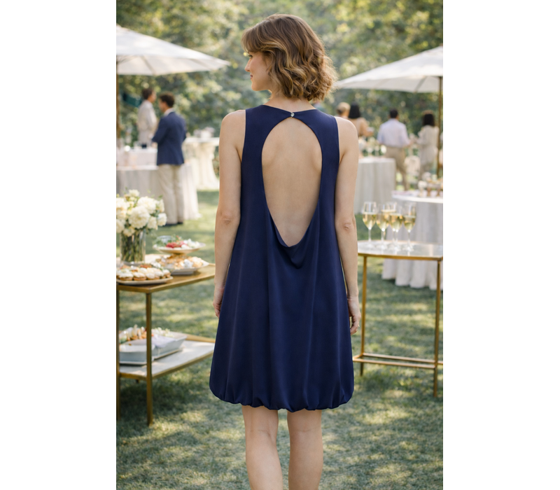 Fly Girl 91462 Navy Bubble Hem Dress