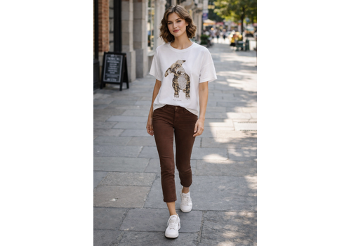 Fly Girl Italy Fly Girl 1005L Puppy Print White Tee