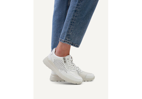 Caprice Caprice 23764 Wht/Slvr Leather Sneaker