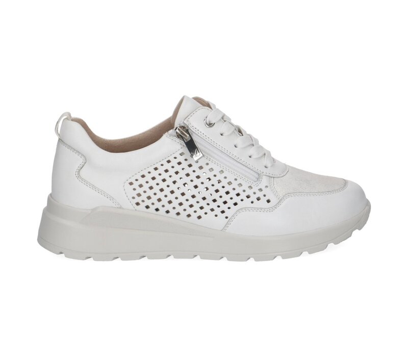 Caprice 23764 Wht/Slvr Leather Sneaker