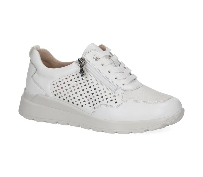 Caprice 23764 Wht/Slvr Leather Sneaker