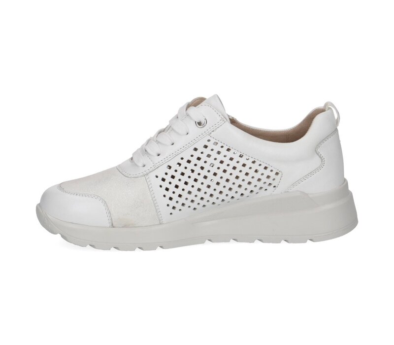 Caprice 23764 Wht/Slvr Leather Sneaker