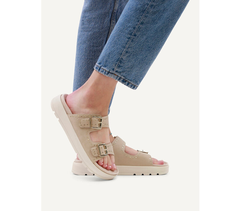 Caprice 27201 Beige Suede Slider Sandal