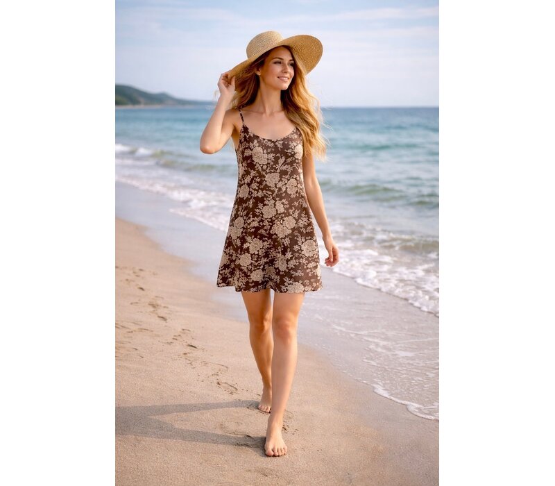 Fly Girl 91158C Brown multi Slip Dress