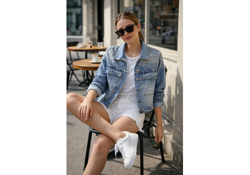 Fly Girl Italy Fly Girl 6340 Denim Jacket w/Diamantés