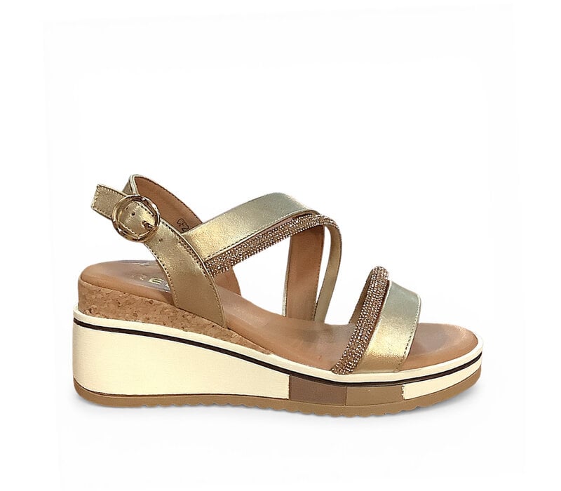 REDZ CF2106 Gold Wedge Sandals
