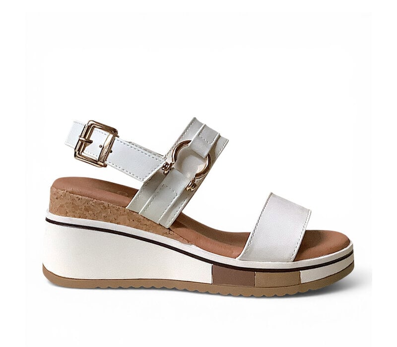 REDZ CF2102 White Wedge Sandals