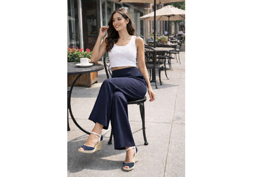 PINNS Pinns 729T Navy Soft Wide Leg Trousers