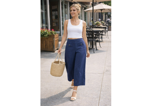 PINNS Pinns 638C Blue Wide Leg Culottes