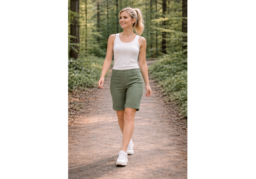 PINNS Pinns 416SH Khaki Bengaline Turn up Shorts