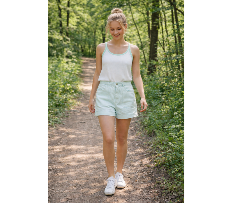 Lola Espeleta SH111 Green Stripe Shorts