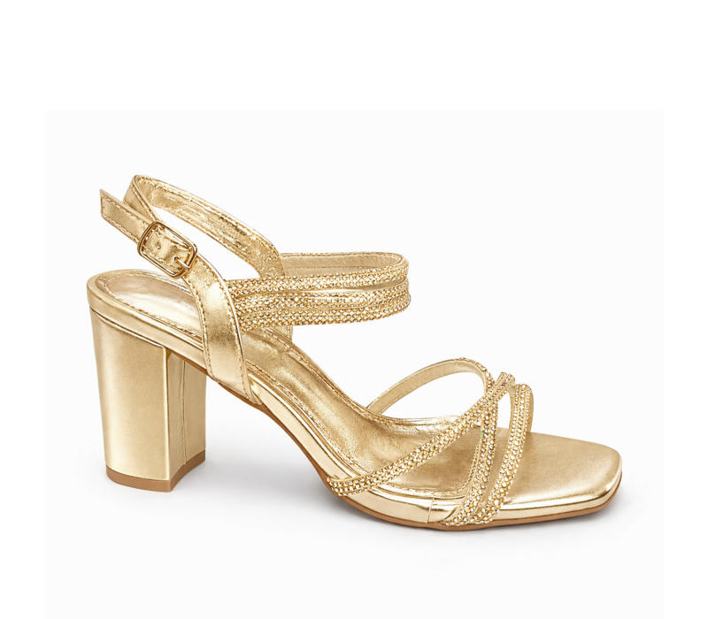 REDZ 3132-1 Gold Block Heel Sandals