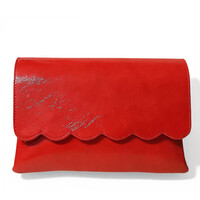 MARIAN 801 Red Crackled Patent Clutch