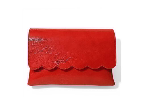 Marian MARIAN 801 Red Crackled Patent Clutch