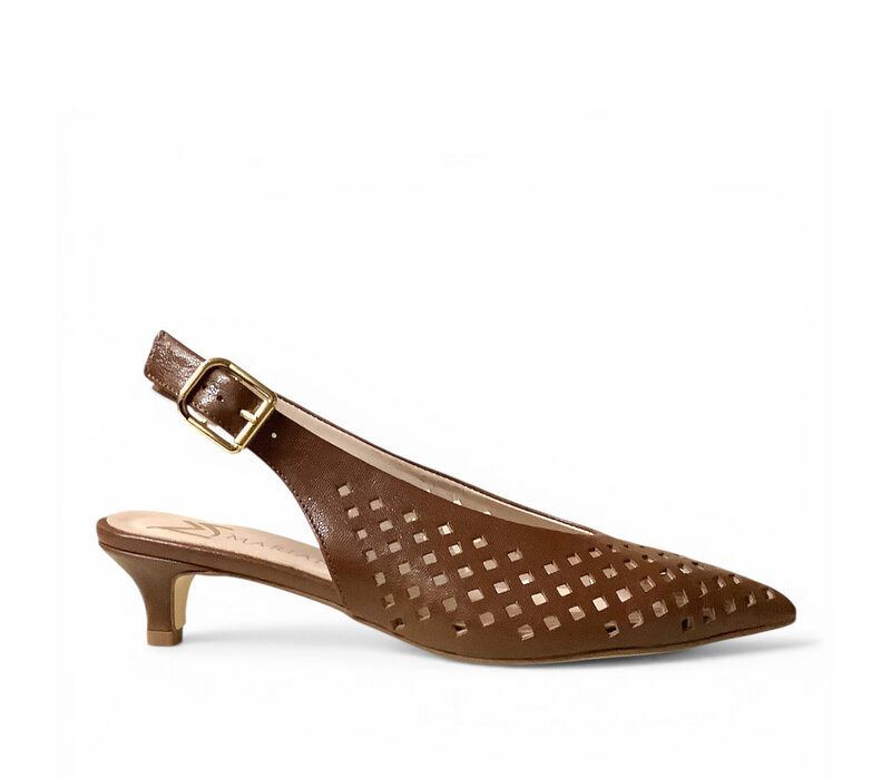 Marian 4405 Brown Kitten Heel Sling-Backs