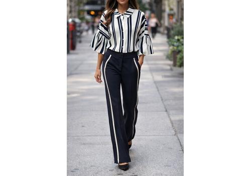 Kimara Kimara JOYCE Navy Trousers w/Stripe