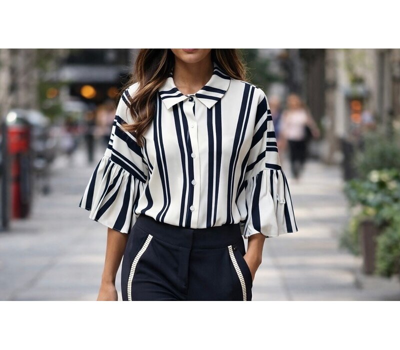 Kimara SENNA Navy/Off Wht Stripe Blouse