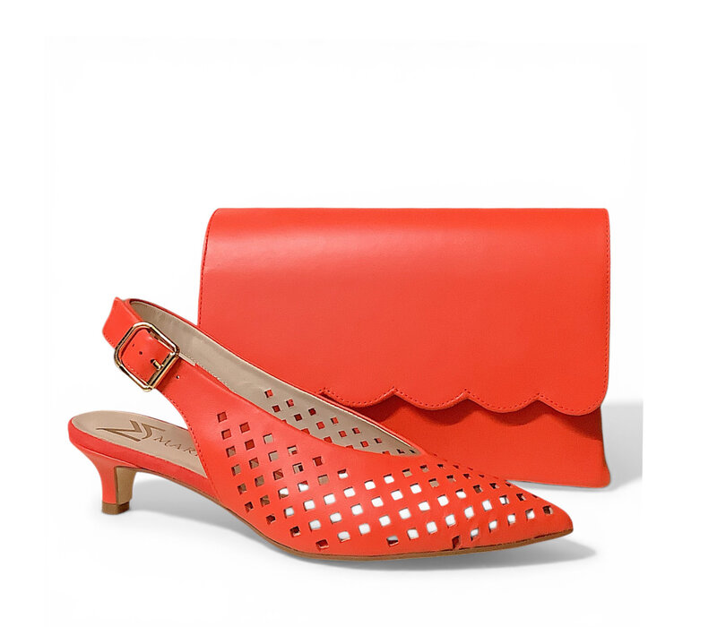 Marian 4405 Deep Coral Kitten Heel Slings