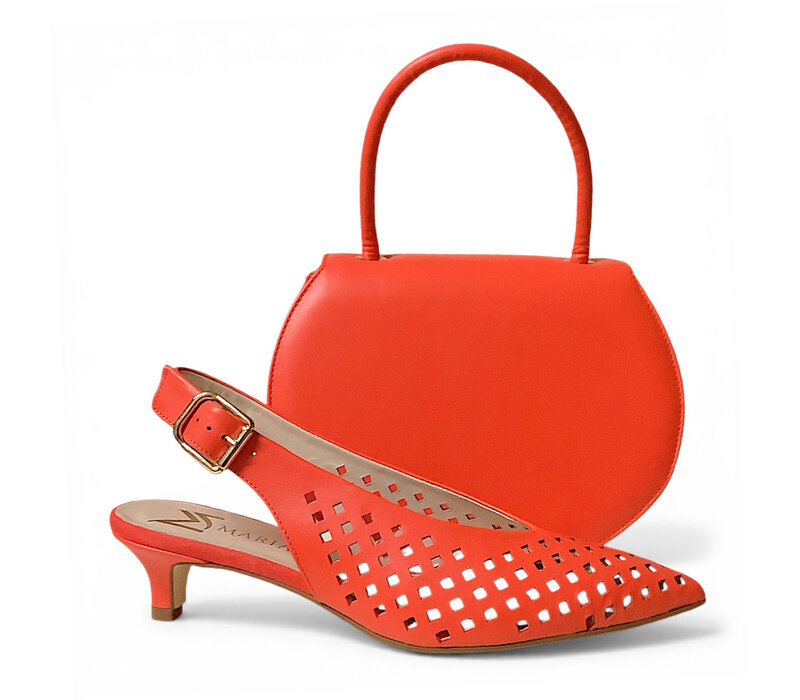 Marian 4405 Deep Coral Kitten Heel Slings