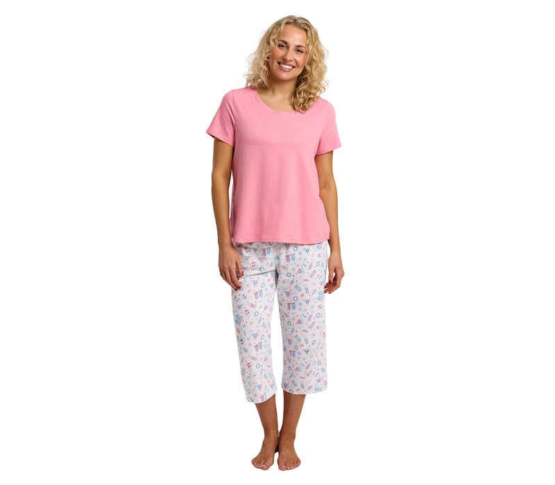 Indigo Sky In47698 Pink 3/4 Leg Pyjamas