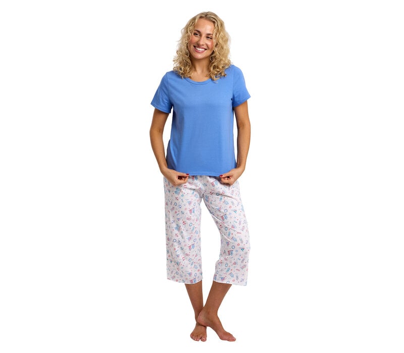 Indigo Sky In47698 Blue 3/4 Leg Pyjamas