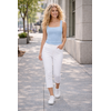 PINNS 580C White Stretch Denim Pull Up Crop