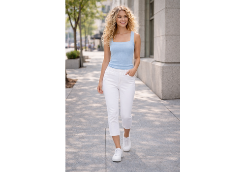 PINNS PINNS 580C White Stretch Denim Pull Up Crop