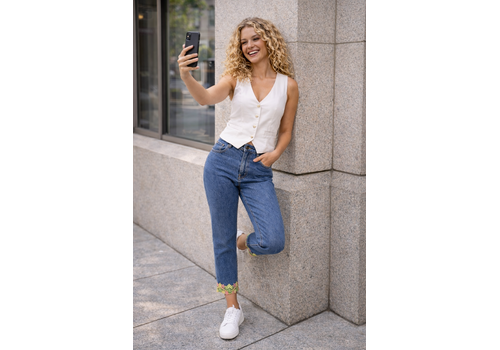 PINNS PINNS 581CT Denim Detail Hem Ankle Grazer