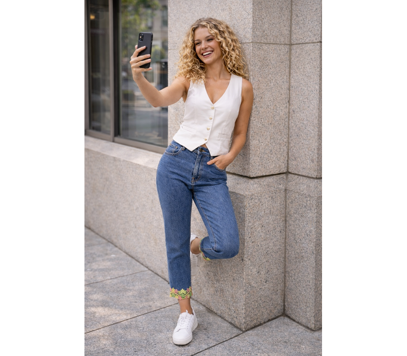 PINNS 581CT Denim Detail Hem Ankle Grazer