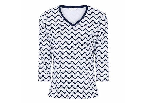 Micha S/S Micha 181 188 Navy Wave Print Top