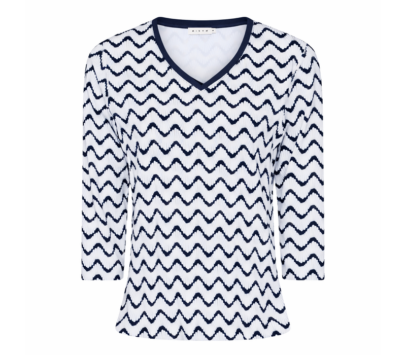 Micha 181 188 Navy Wave Print Top