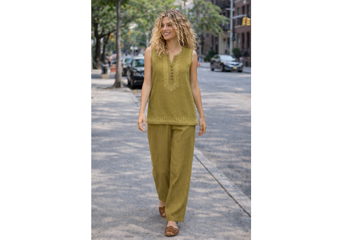 MD’M MD’M 46225123 Moss Green Cotton Top