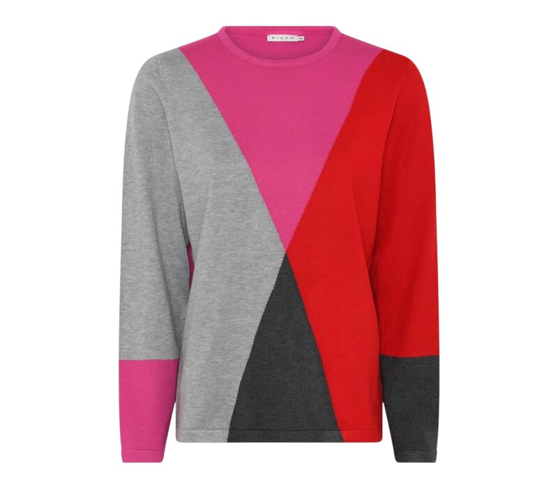 Micha 179 170 Pink/Grey Fine Knit Sweater