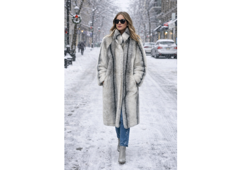 Micha A/W Micha 143 231 Grey Faux Fur Long Coat