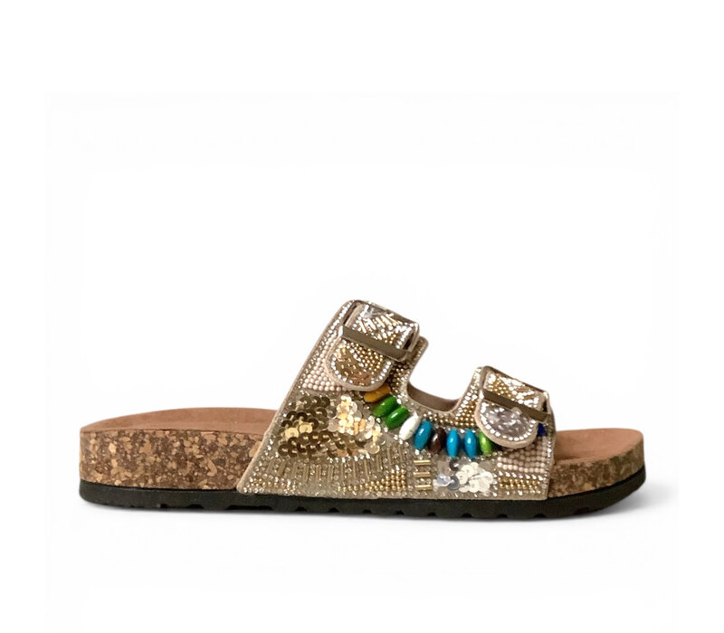 Heavenly Feet JESS Beige Glitter Slider