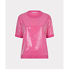 EsQualo S/S EsQualo 02200 Pink Sequins S/Sleeve Top