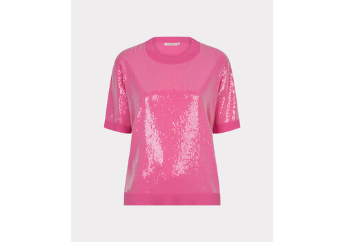 EsQualo S/S EsQualo 02200 Pink Sequins S/Sleeve Top