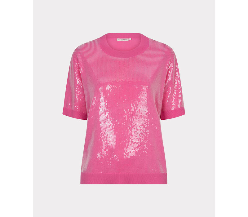EsQualo 02200 Pink Sequins S/Sleeve Top