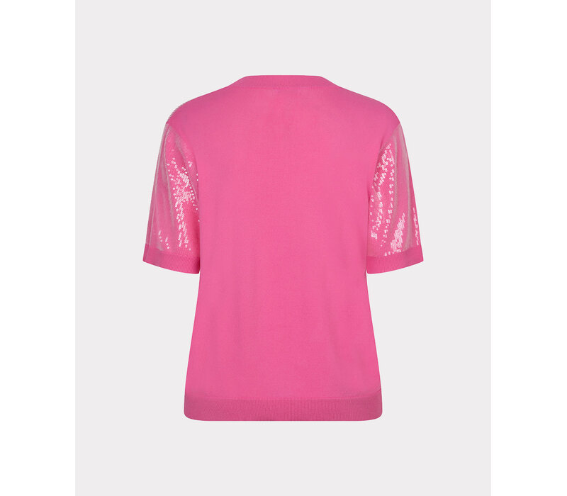 EsQualo 02200 Pink Sequins S/Sleeve Top
