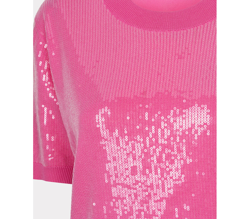 EsQualo 02200 Pink Sequins S/Sleeve Top