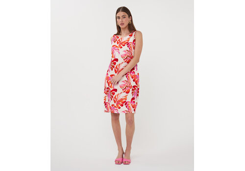 EsQualo S/S EsQualo 10206 multi colour Leaf Print Dress
