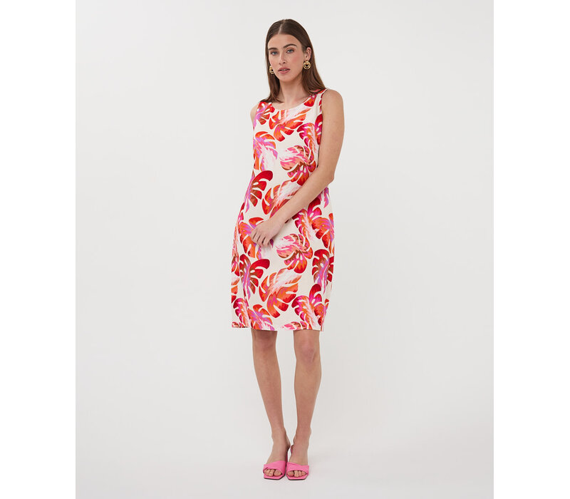 EsQualo 10206 multi colour Leaf Print Dress