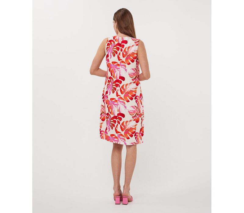 EsQualo 10206 multi colour Leaf Print Dress