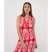 EsQualo 30218 Red Multi Print Dress
