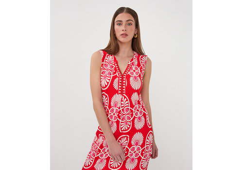 EsQualo S/S EsQualo 30218 Red Multi Print Dress