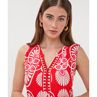 EsQualo 30218 Red Multi Print Dress